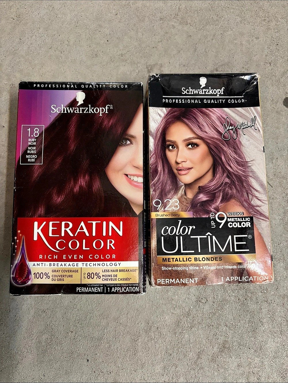 Schwarzkopf Keratin Color 1.8 Rich Cares + Color Ultime 9.23 Hair Color Duo